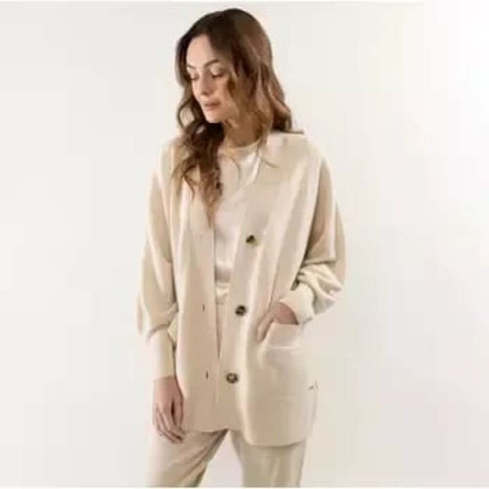 Cozy Earth Women's Oversized Classic Cardigan Alabaster Size XS